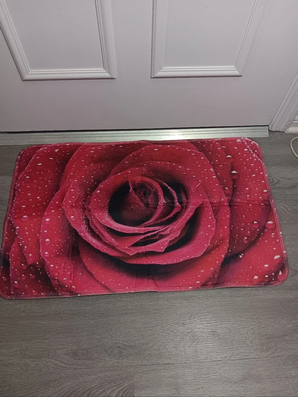 Beautiful Rose w/ Water DropsPrint Indoor/ Outdoor Home Decor Non Slip Foot Mat